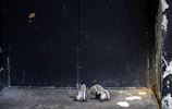 Casual sneakers resting on a graffiti-covered concrete floor.