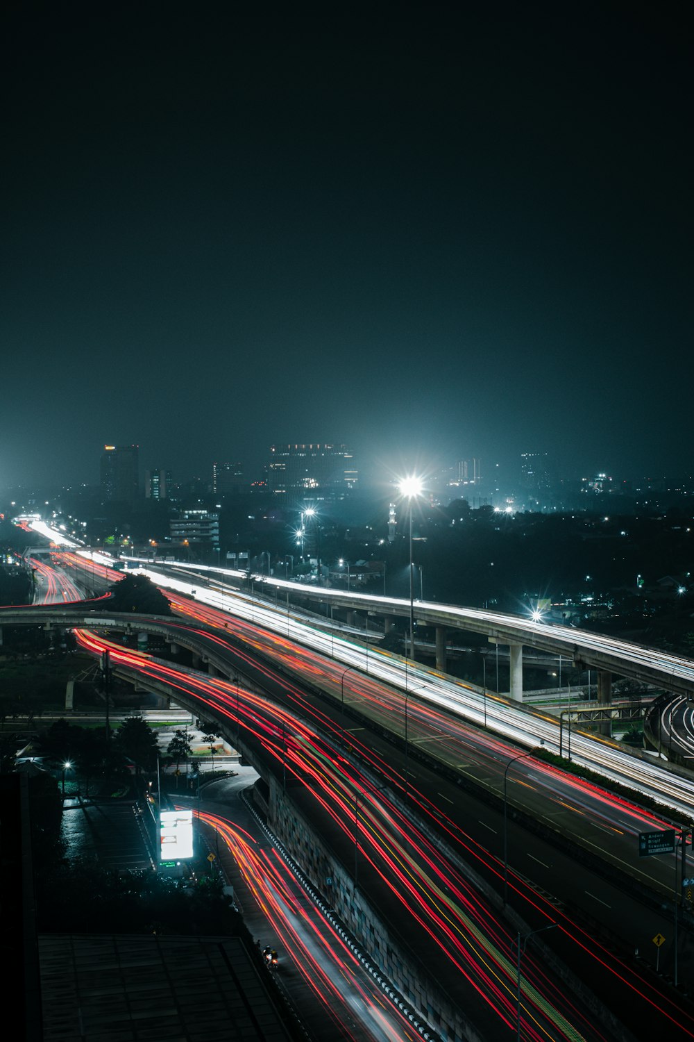 a highway at night