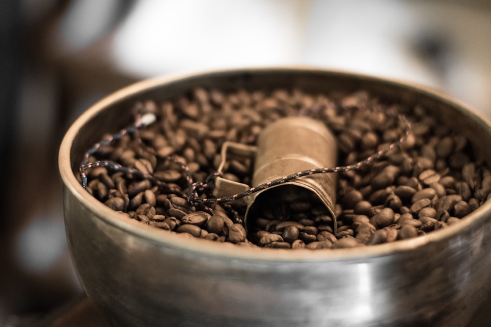 a pot of coffee beans