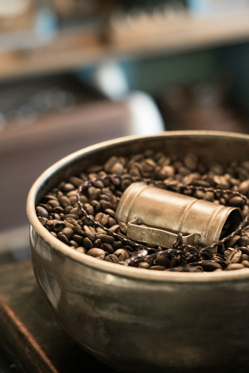 a bowl of coffee beans