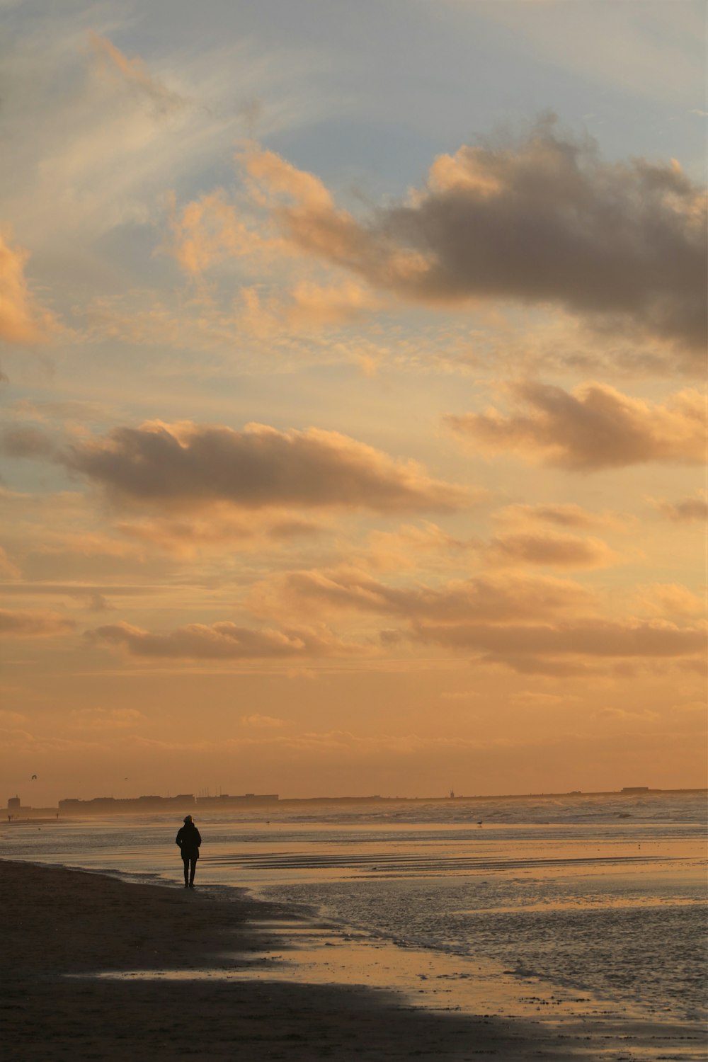 a person walking on a beach