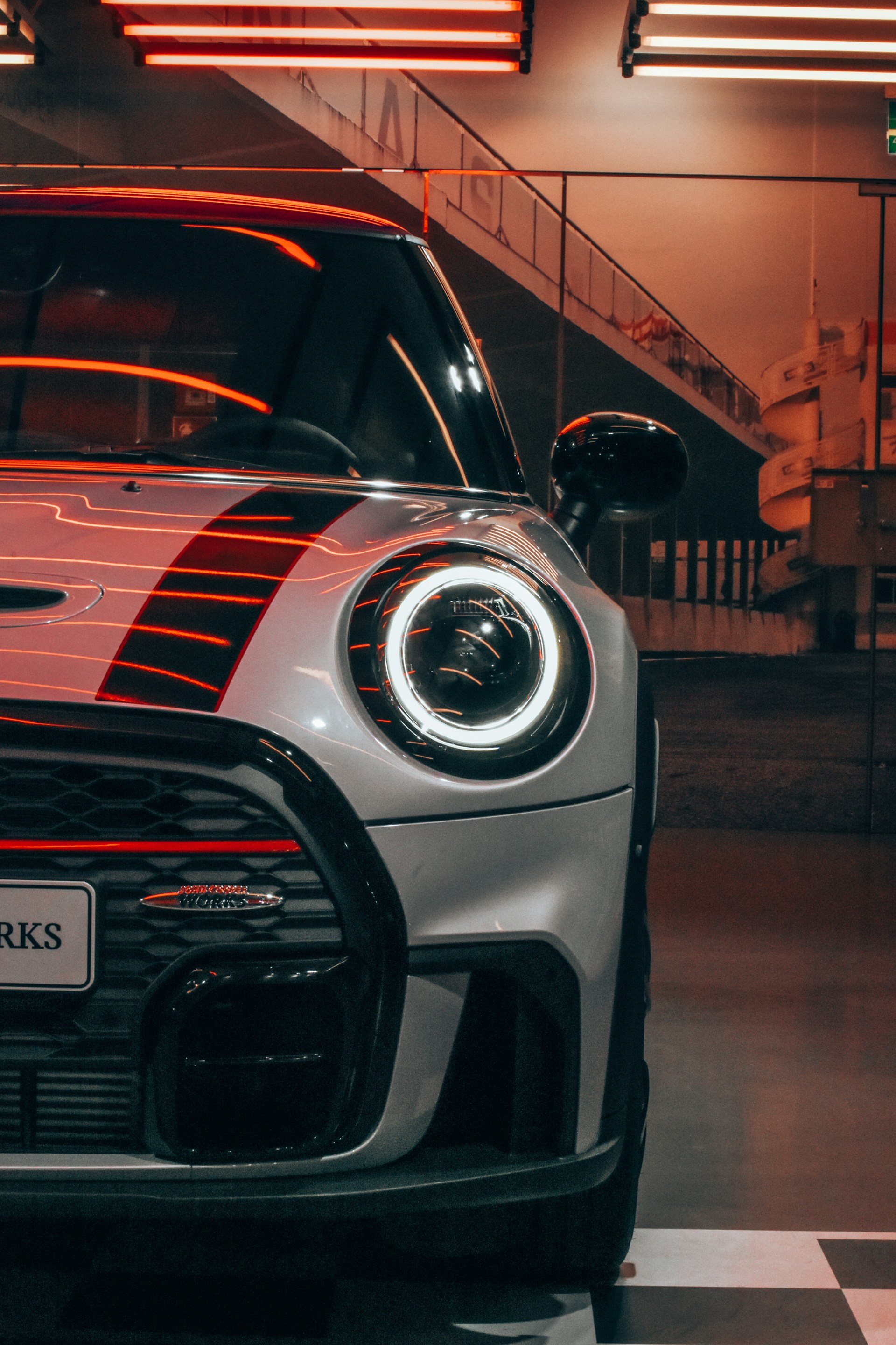 a car parked in a parking garage