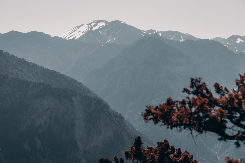 a mountain range with snow