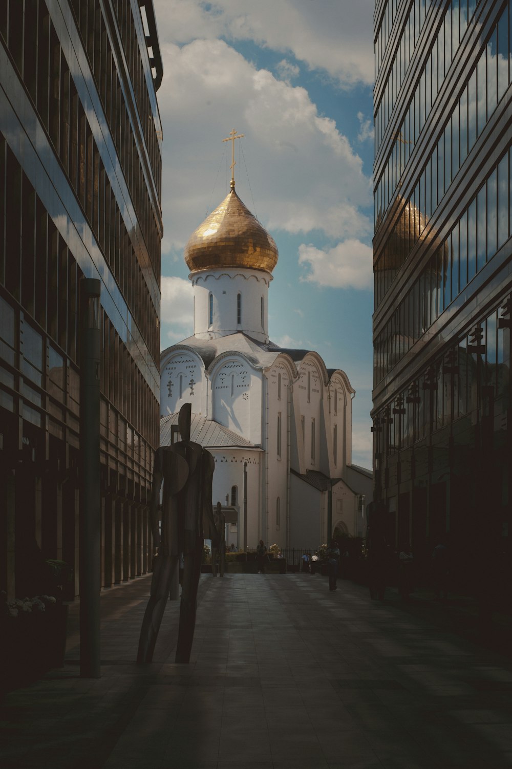 a clock tower in a city