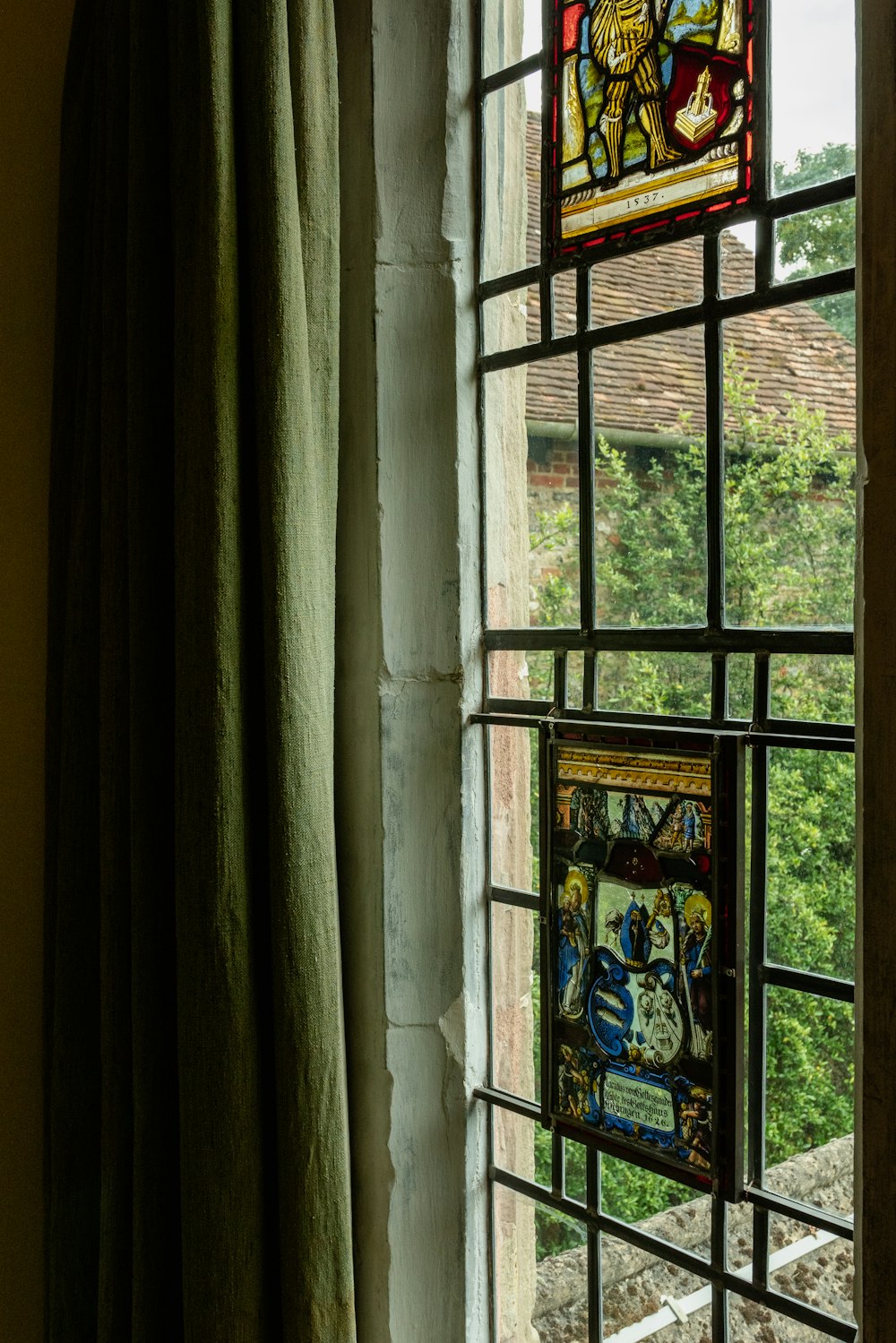 a window with stained glass
