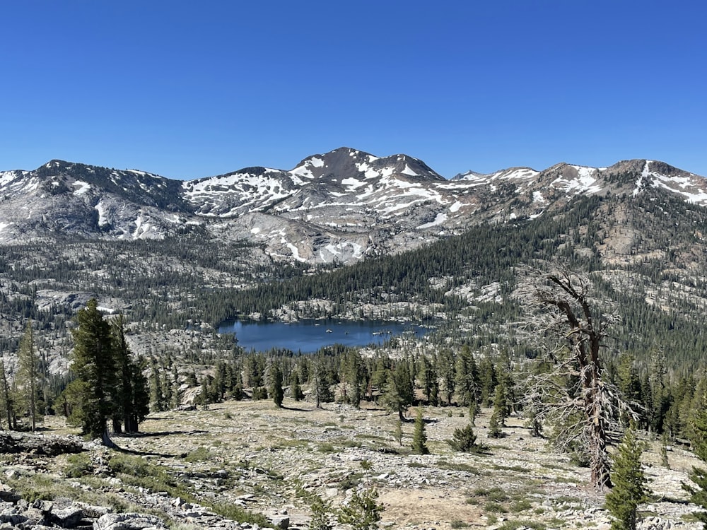 a lake surrounded by mountains