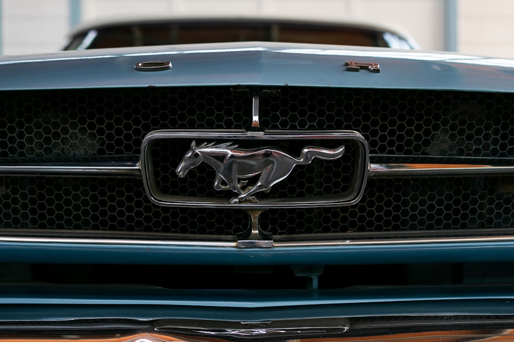 a close up of a car's grill