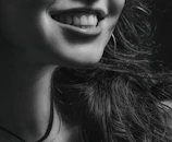 a woman with long hair