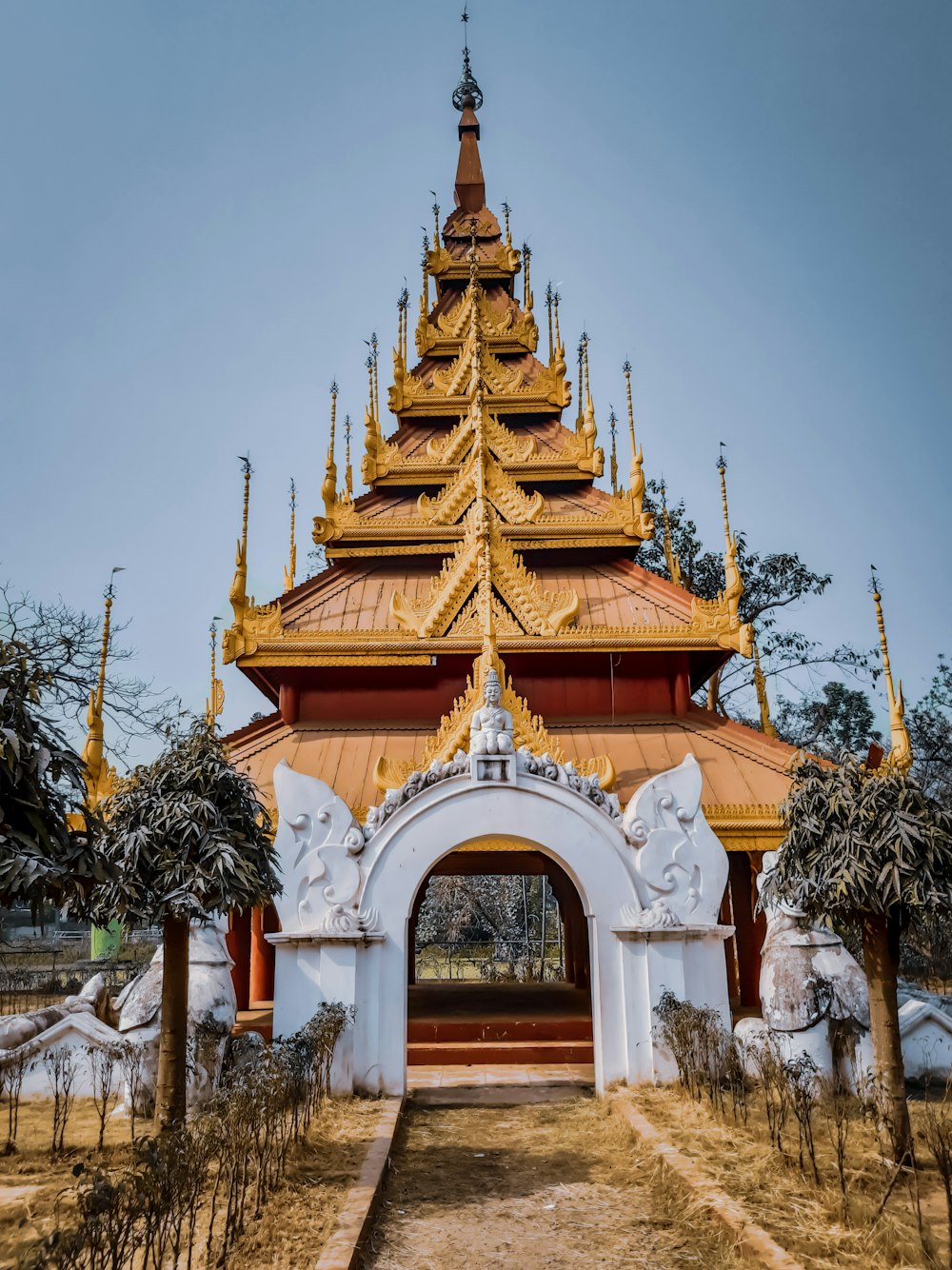 a building with a gold roof