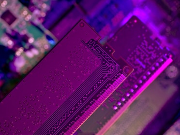 Close-up of a computer motherboard showcasing advanced hardware components.