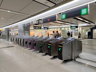 a group of people in a large airport