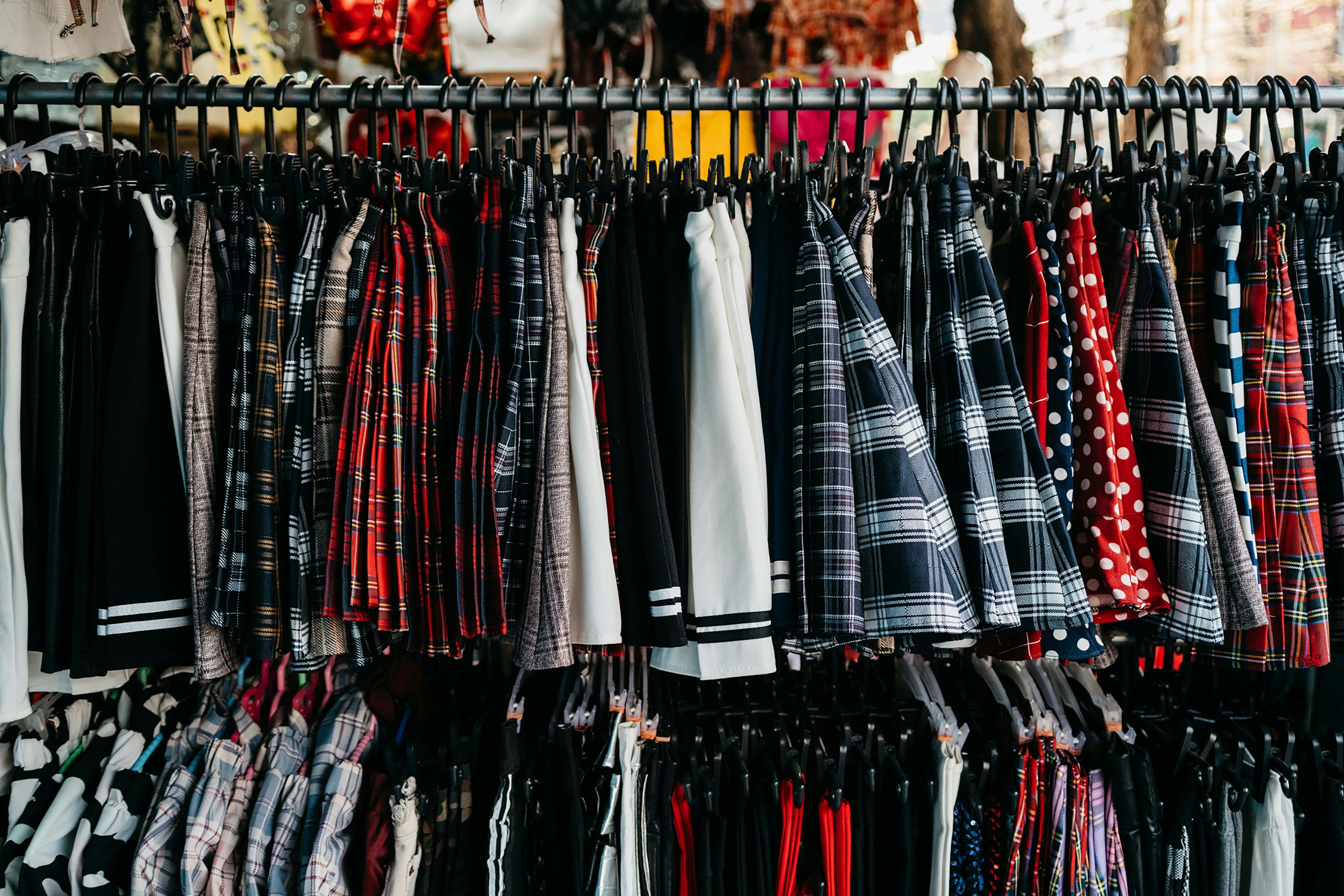 a rack of clothes