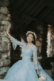 a person in a blue dress