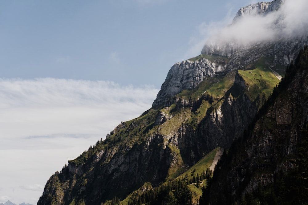 a mountain with snow