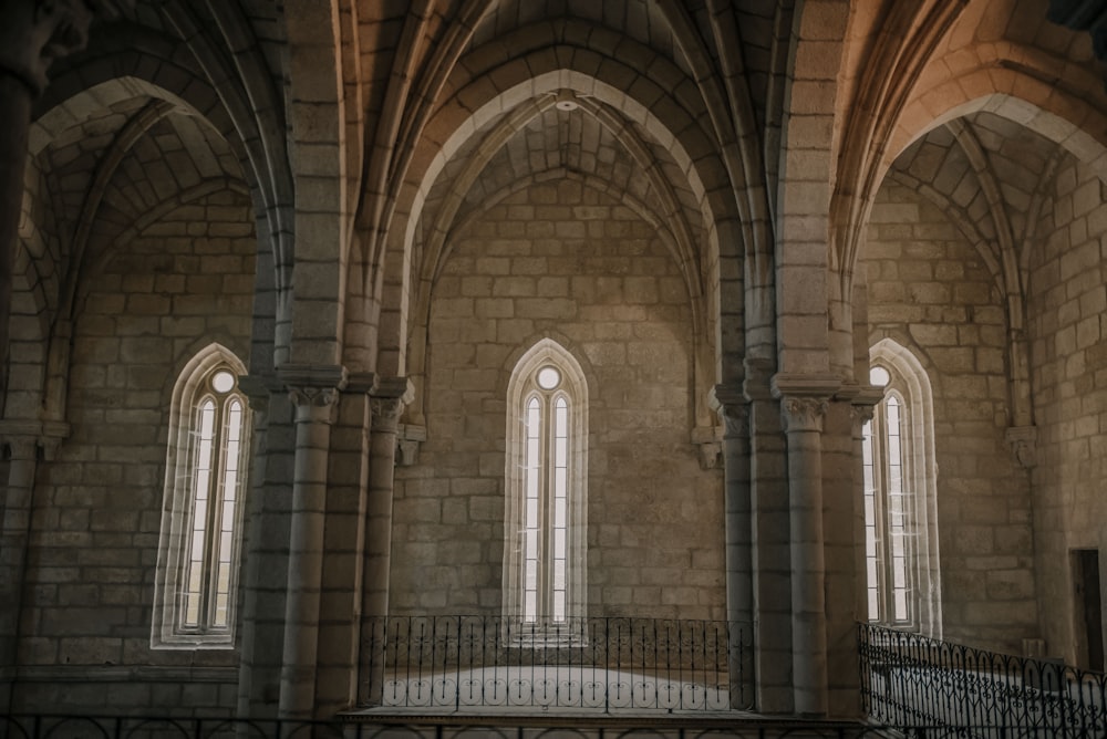 a stone building with arched windows