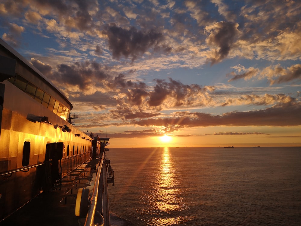 a sunset over a body of water