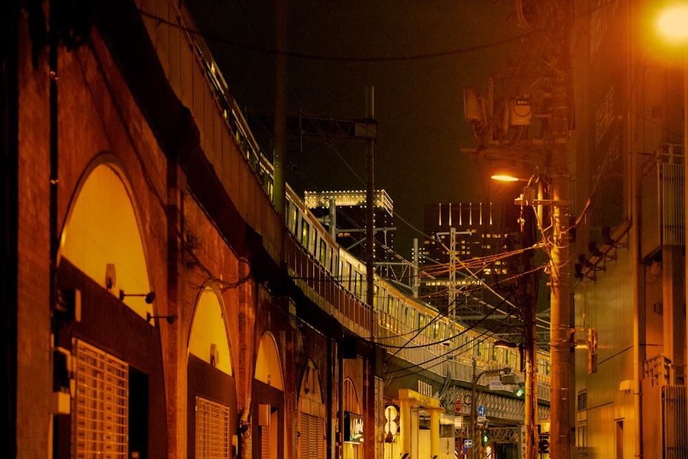 a view of a city street at night