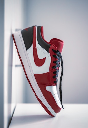a red and white shoe