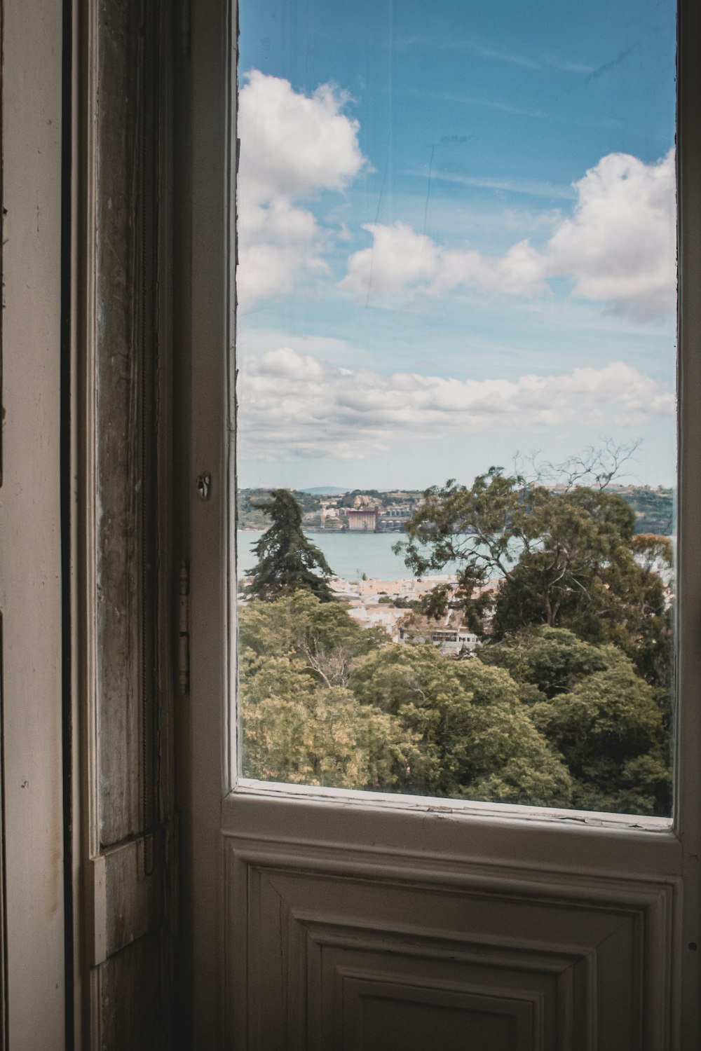 a view of a town from a window