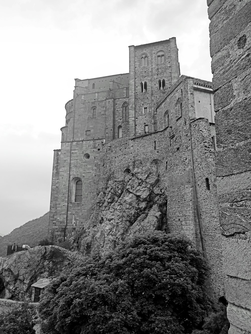 a stone building with a tower