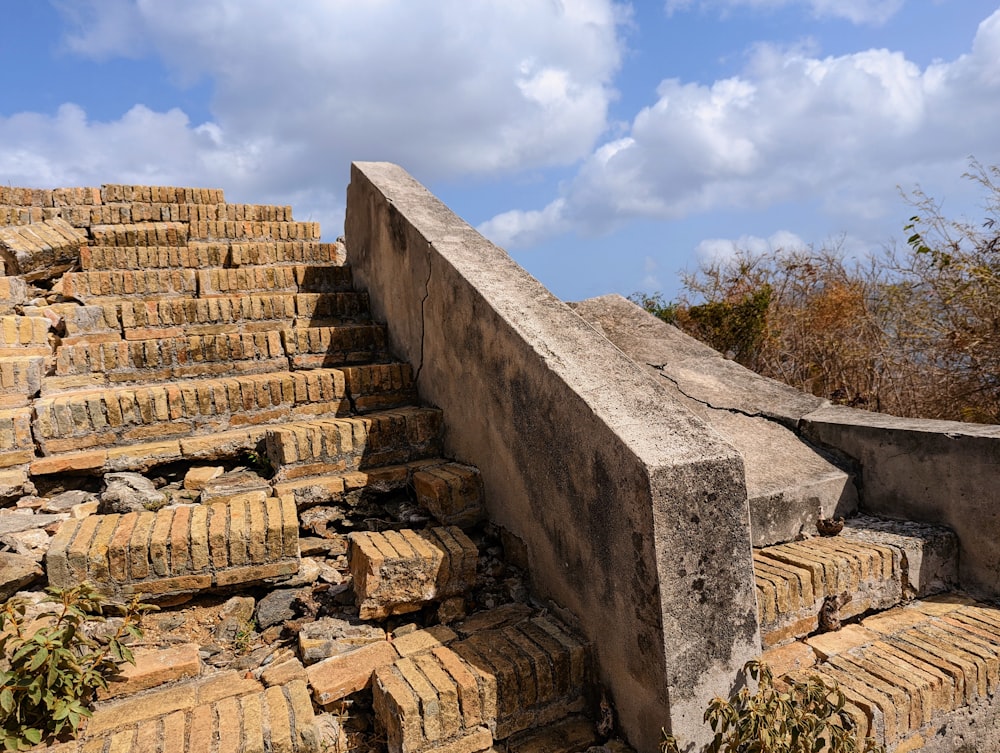 a stone wall with steps