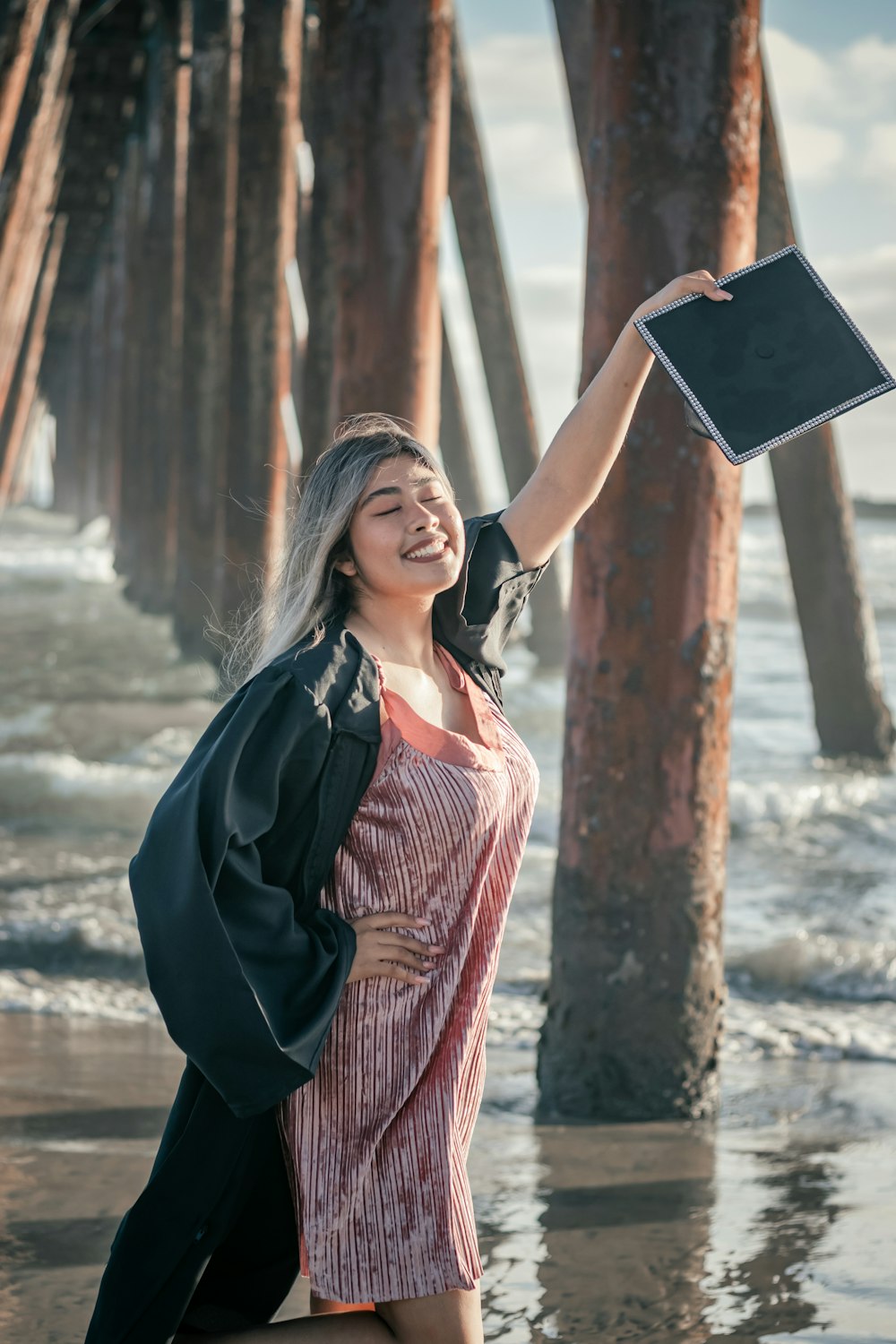 a woman holding a book