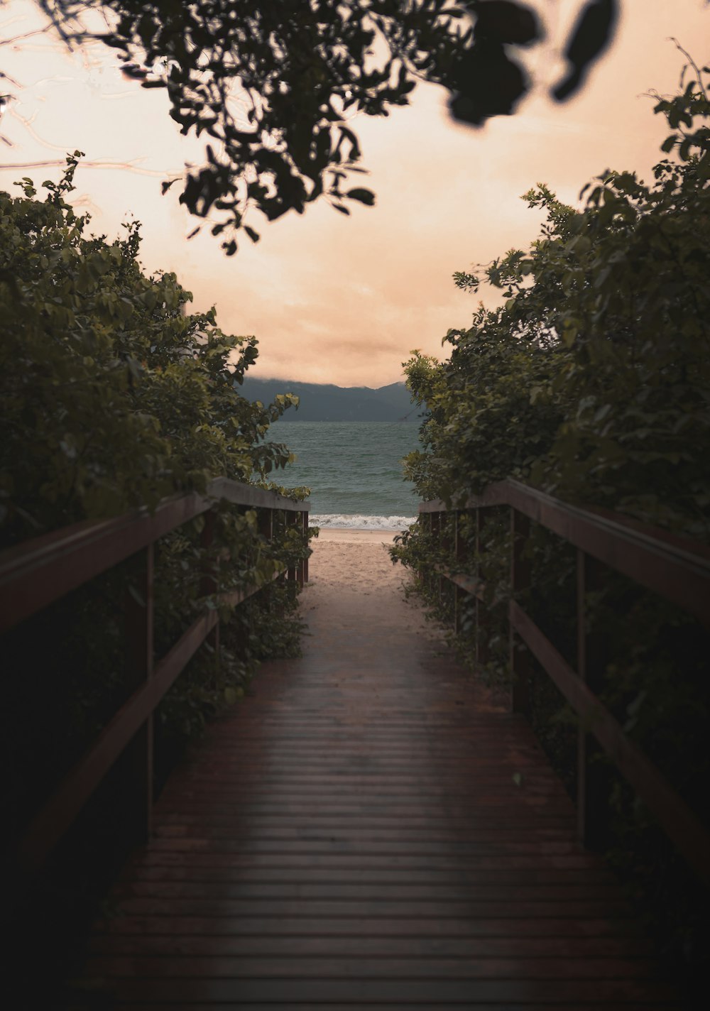 a wooden walkway leading to a beach