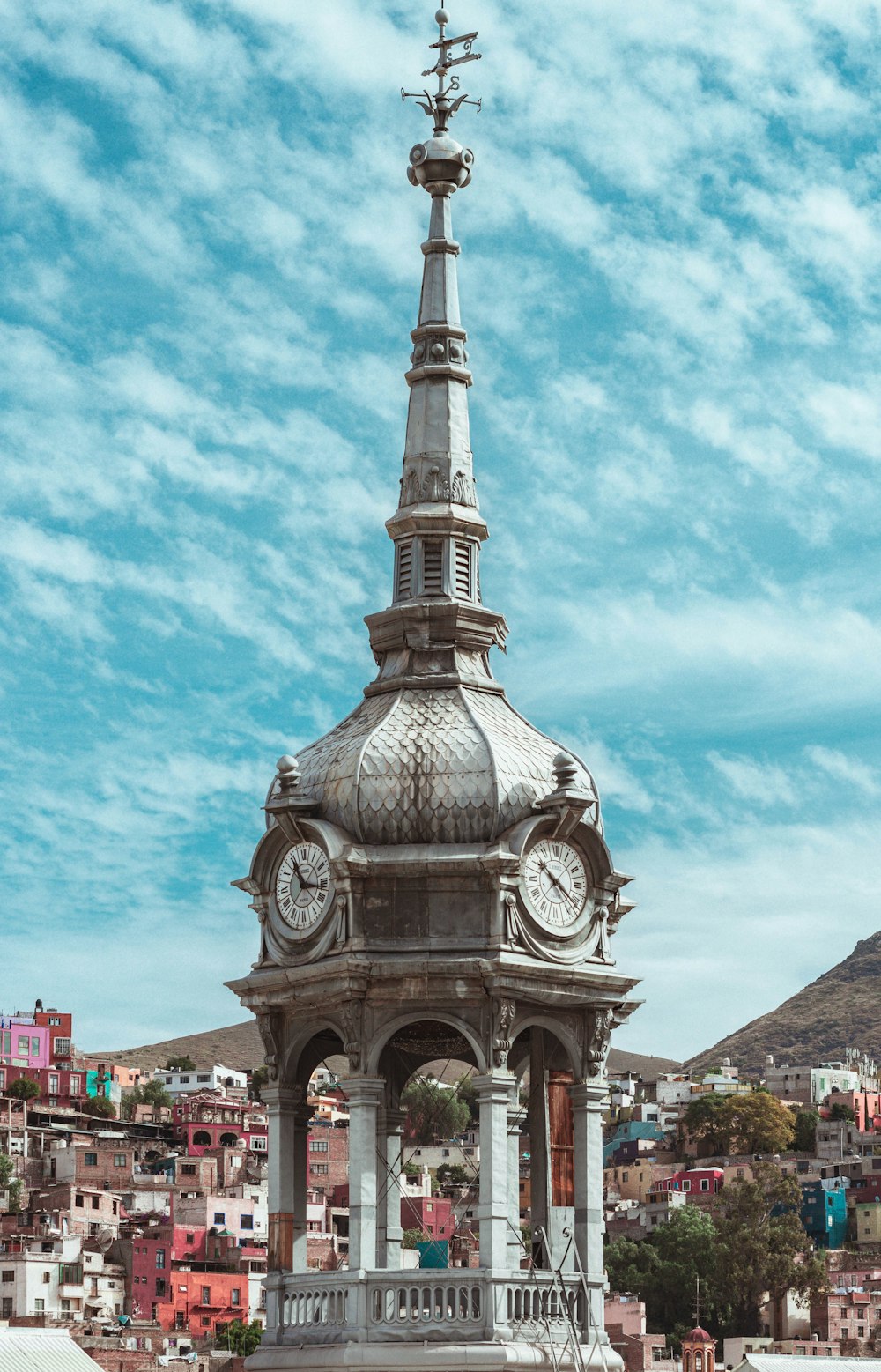 a large clock tower stands tall