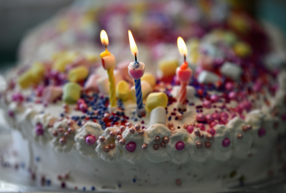 a cake with candles