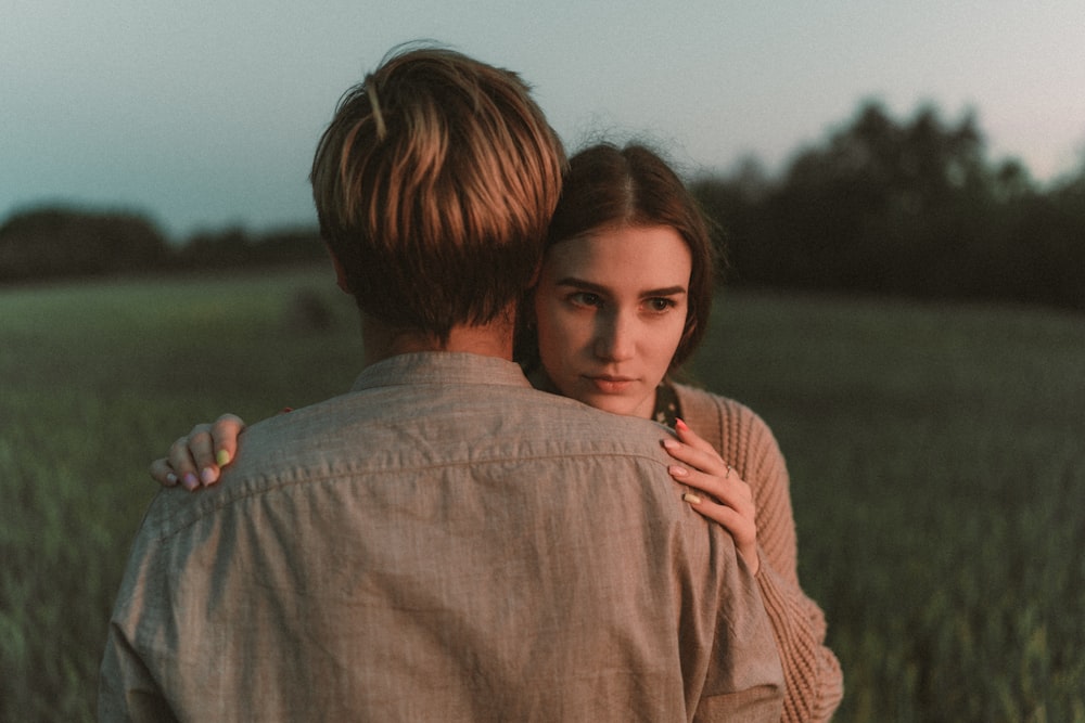 a man and woman hugging