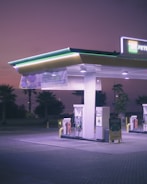a gas station with a gas pump