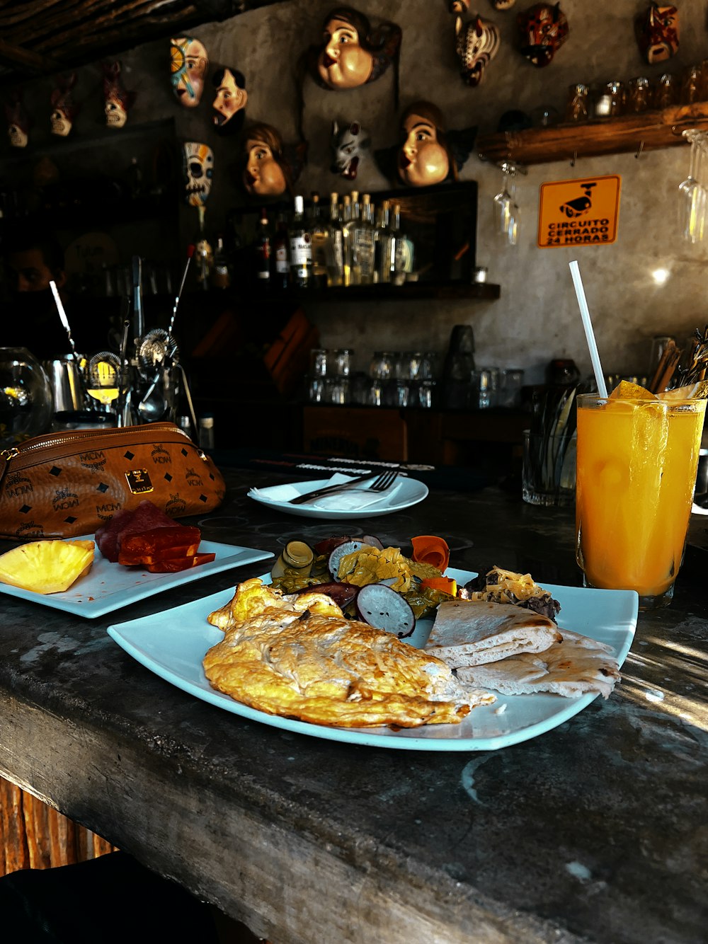 a table with food on it