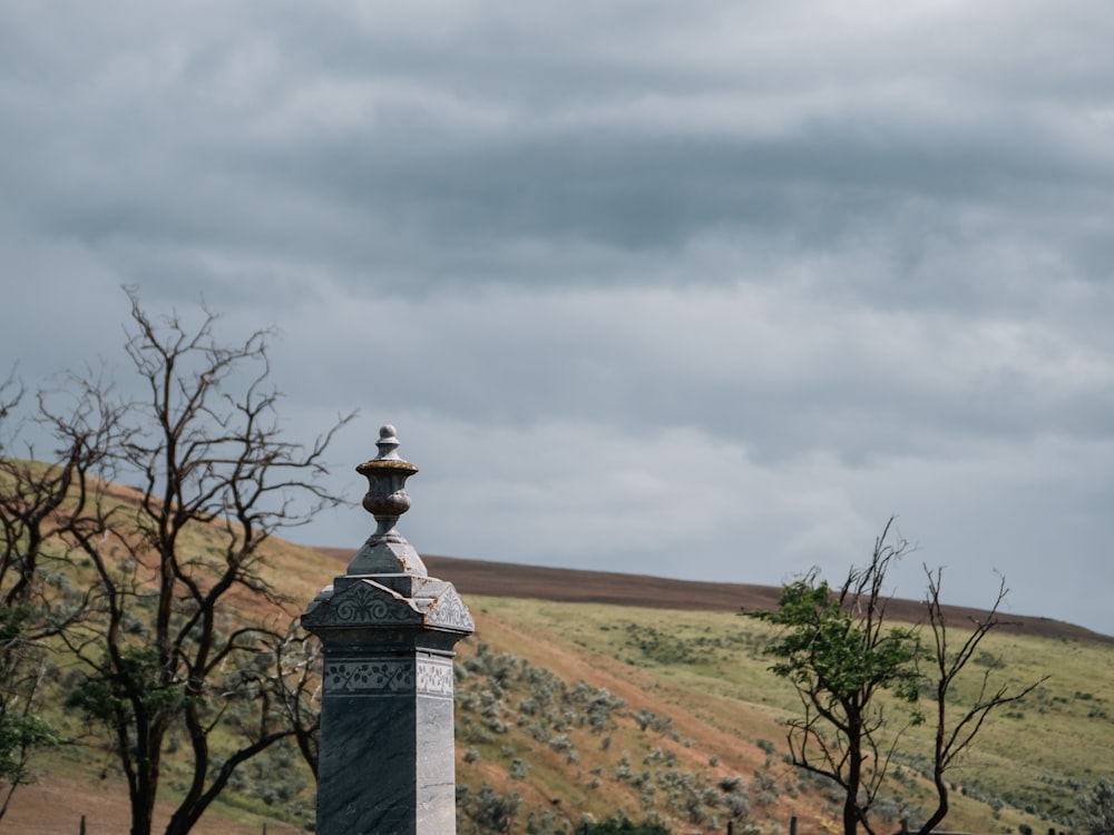 a statue in a field