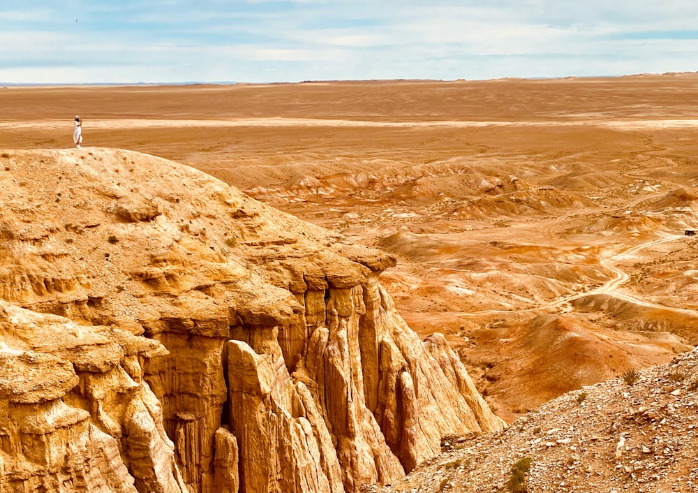 a person standing on a cliff