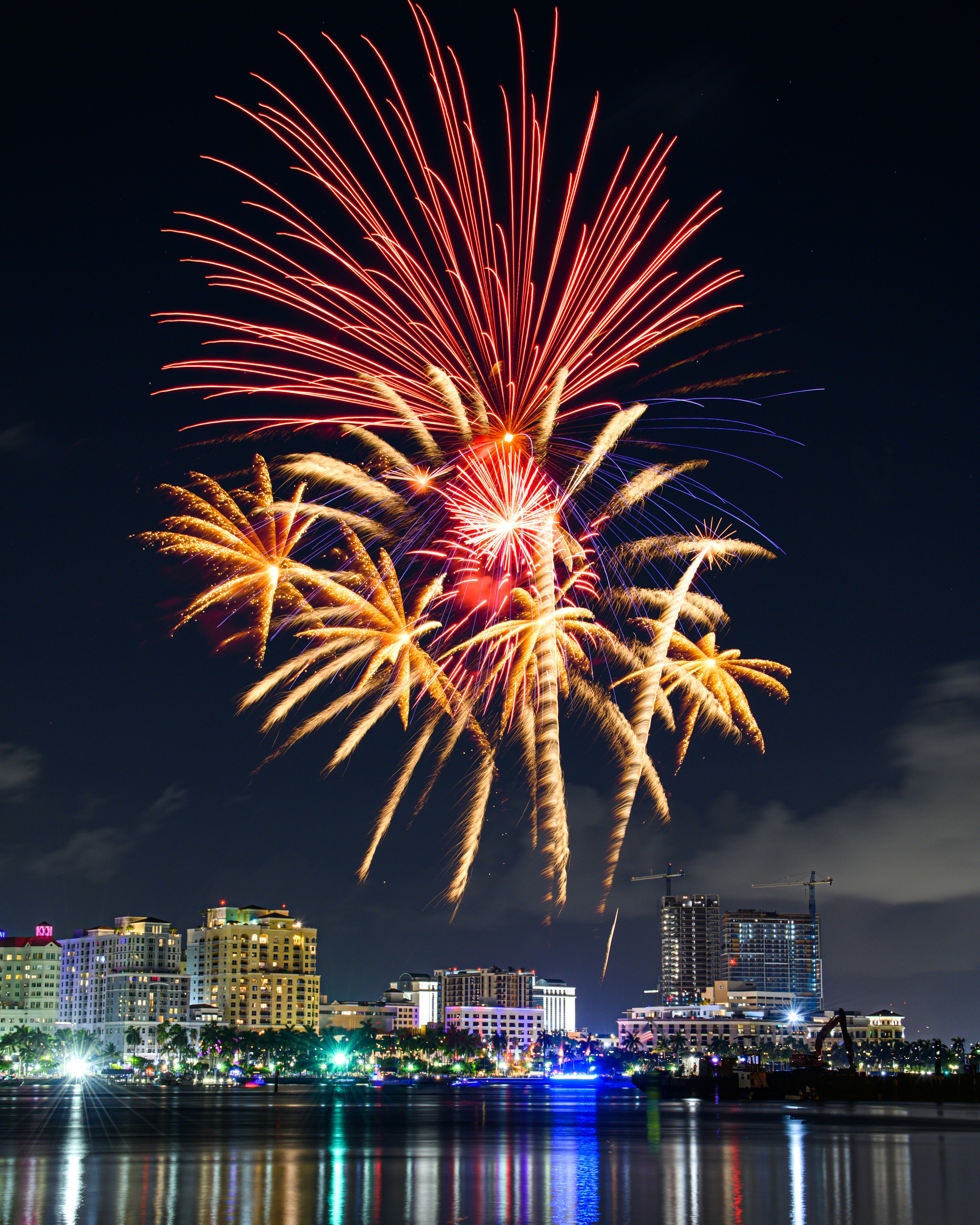 fireworks over a city