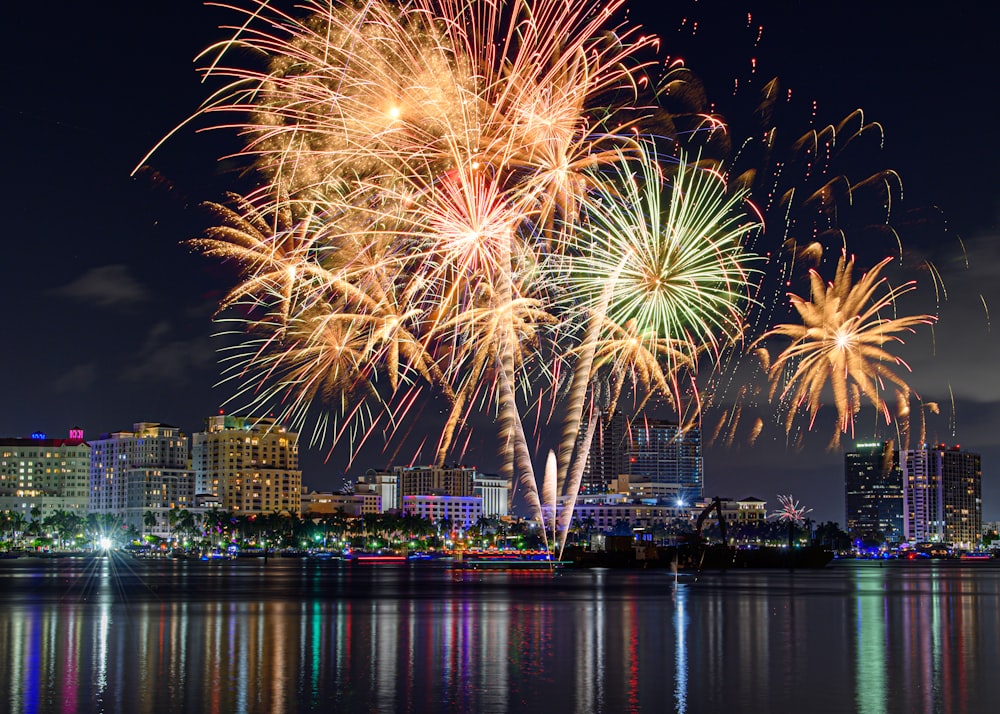 fireworks over a city