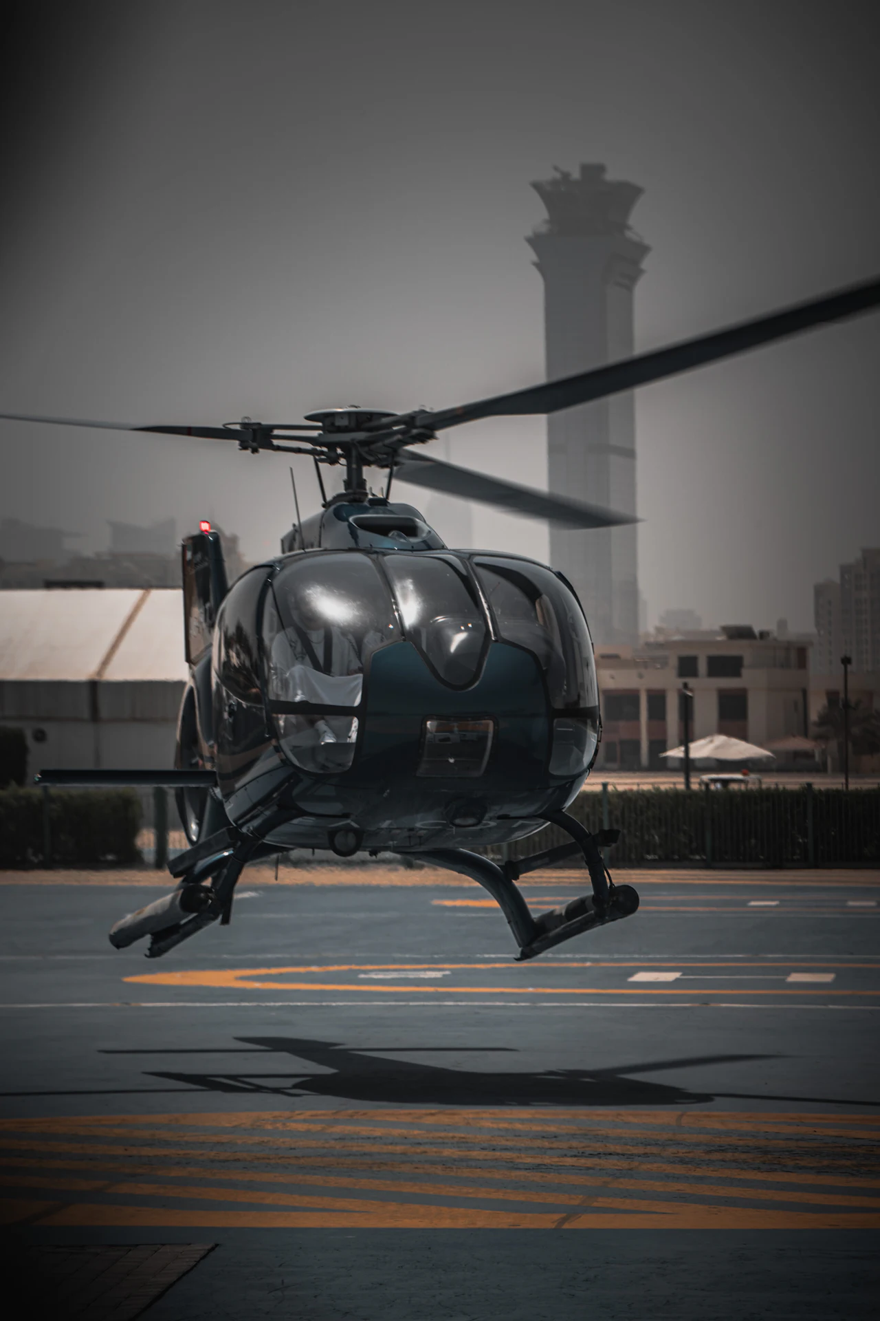 Helicopter on a helipad ready for a sightseeing flight