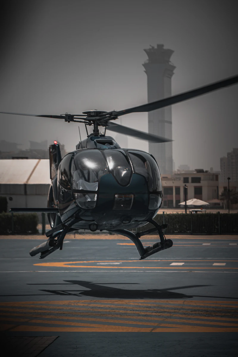 Helicopter on a helipad in Dubai