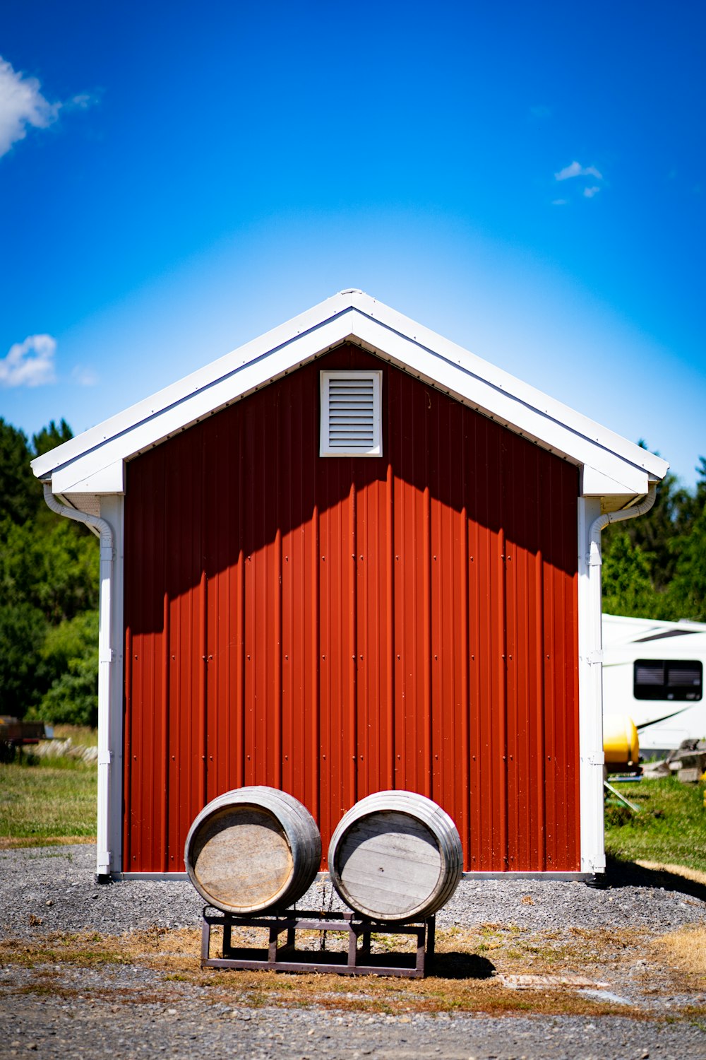 a small red building