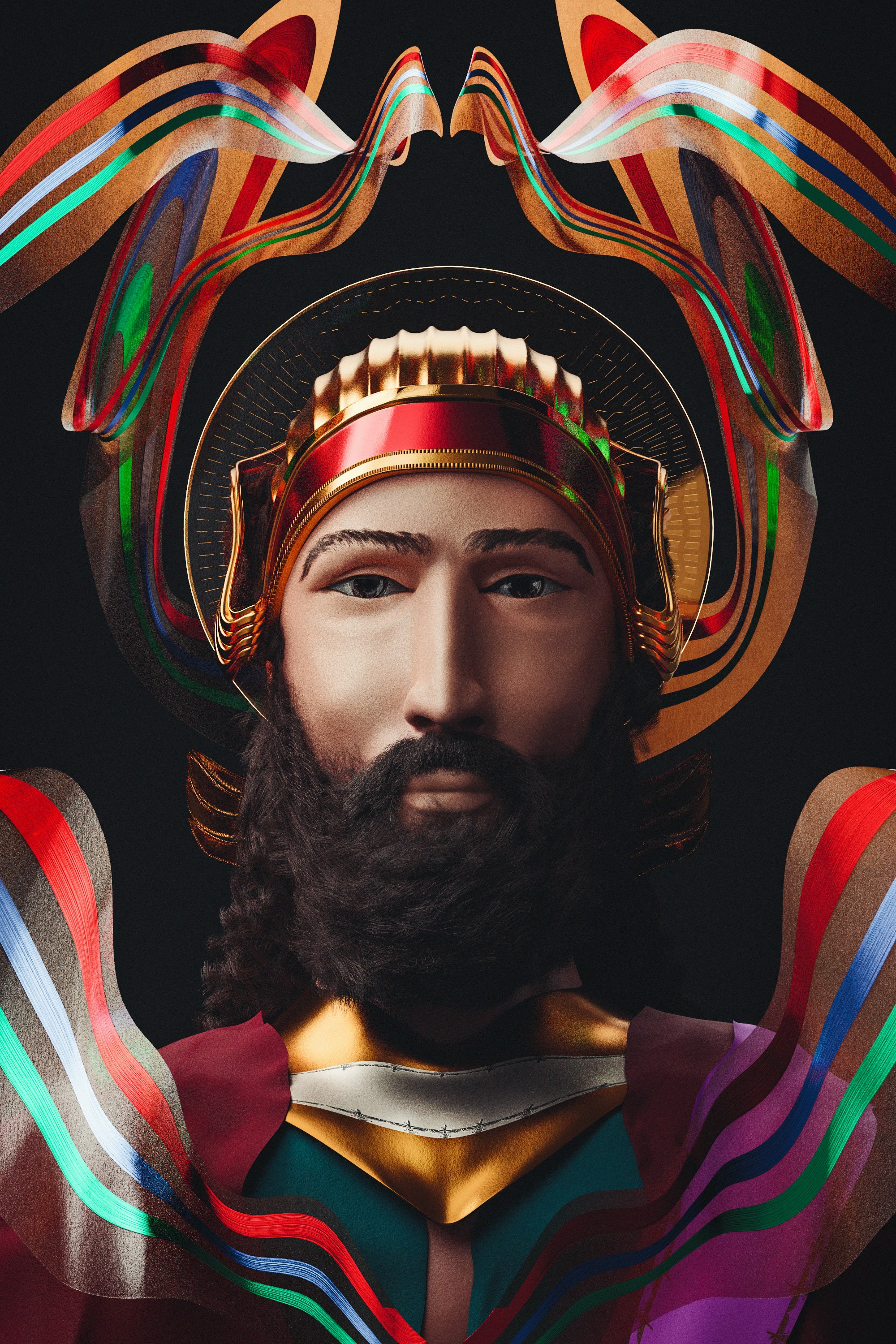 a person wearing a colorful hat