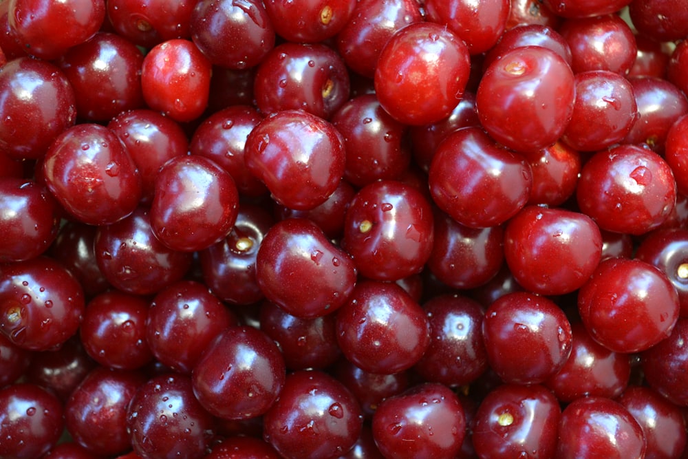 a pile of red berries