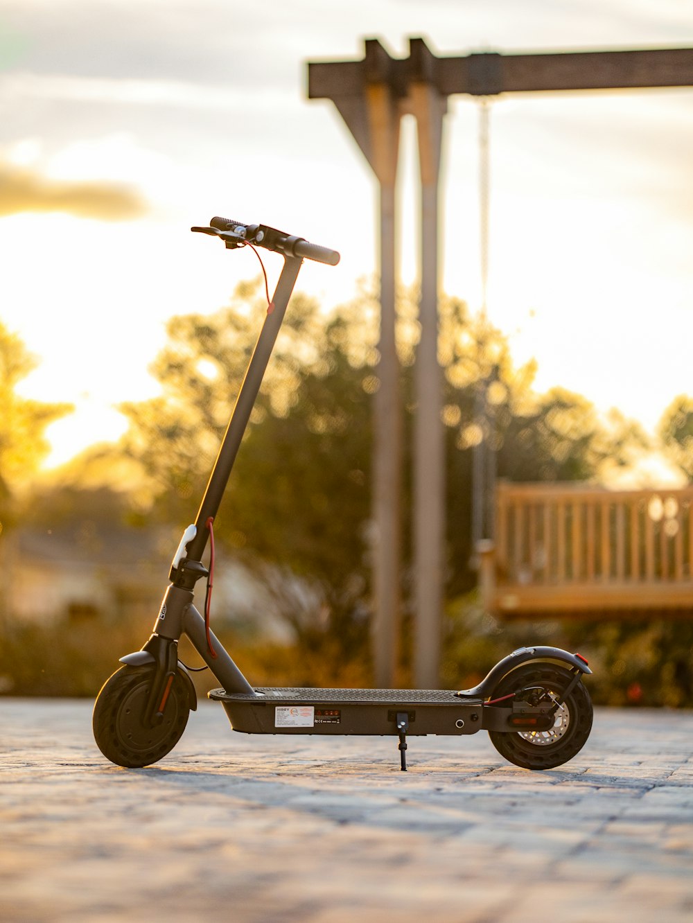 a scooter with a large wheel