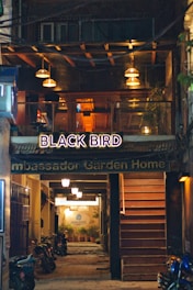 a store front with a sign over the door