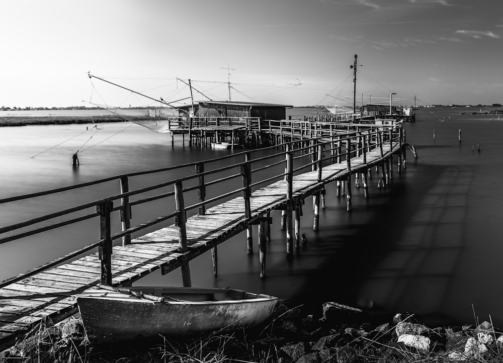 a dock with a boat