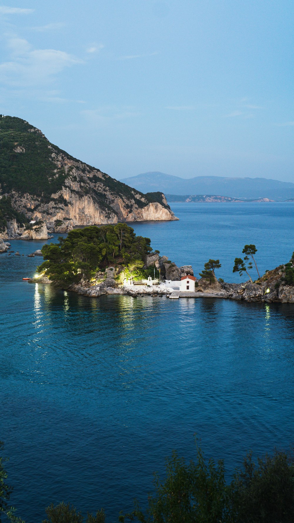 a small island with a building on it