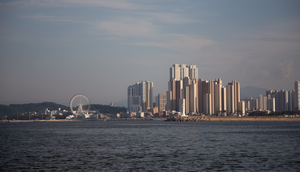 a city next to a body of water