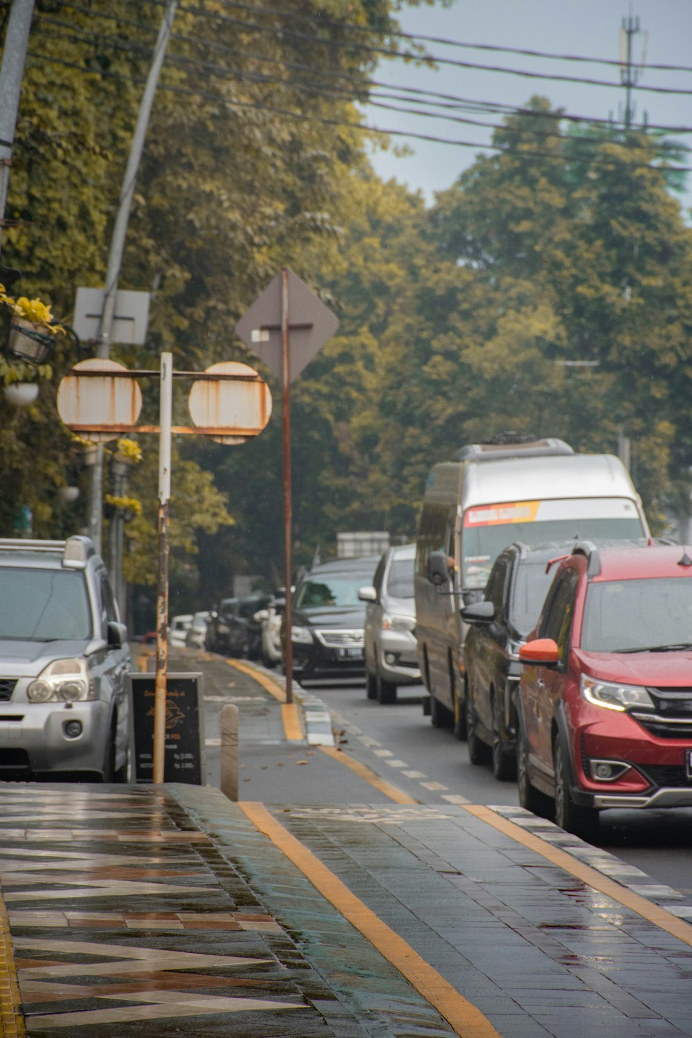 a group of cars on a road