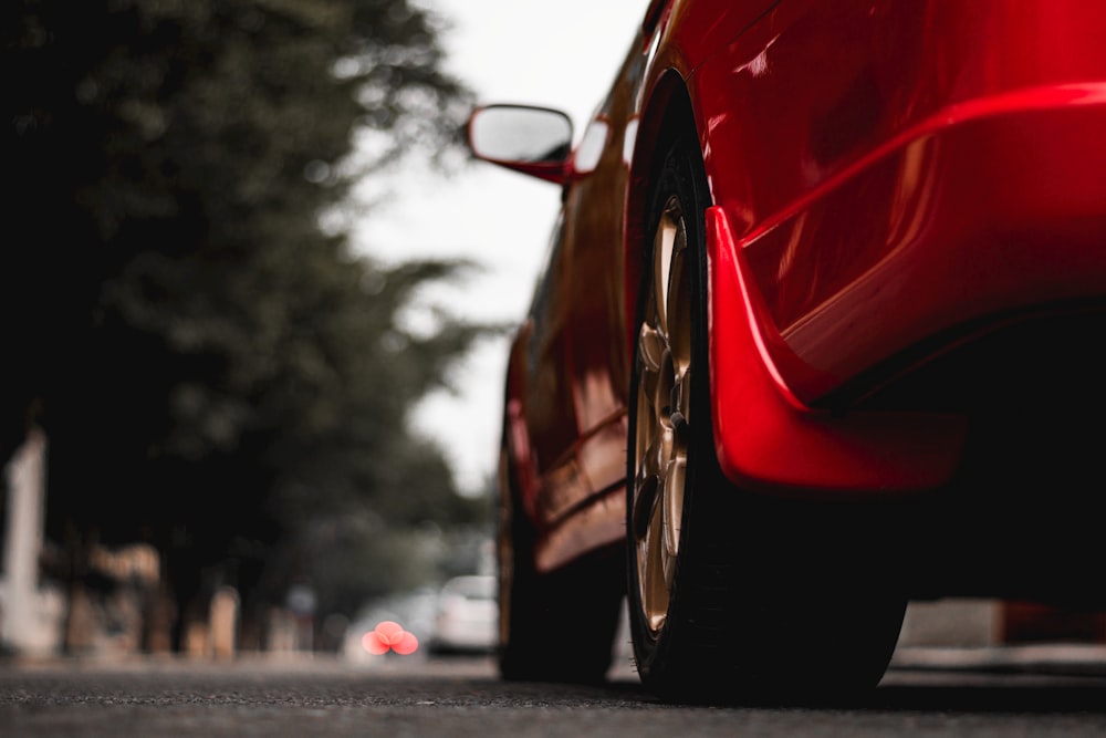 a red car on a road