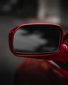 a red car mirror