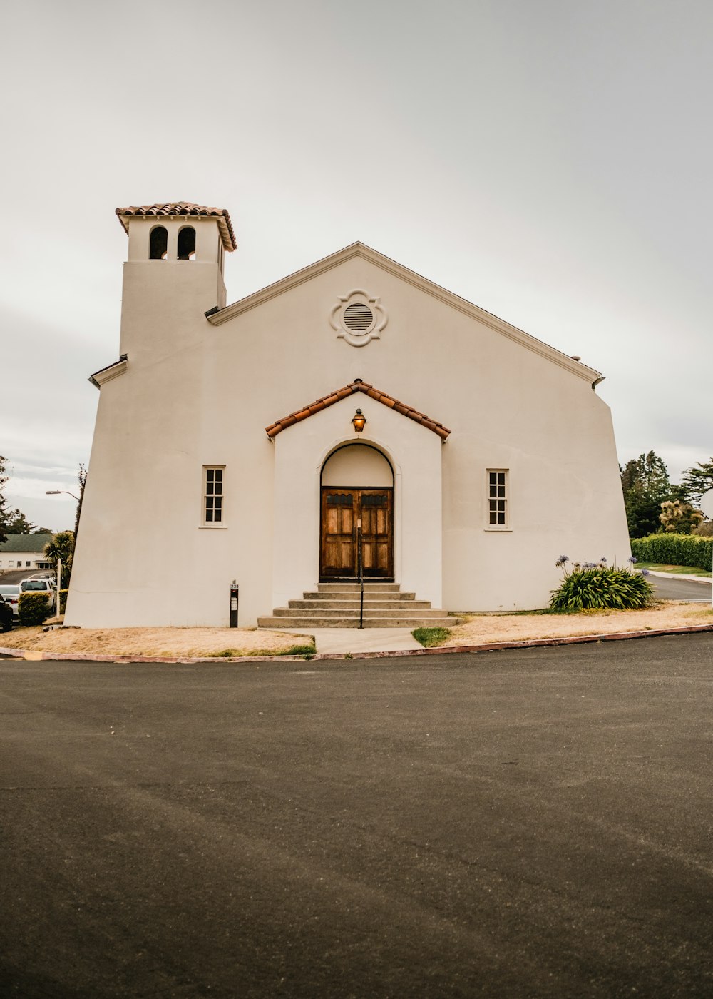 a white building with a door